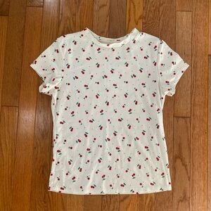 white red and green summer cherry shirt
